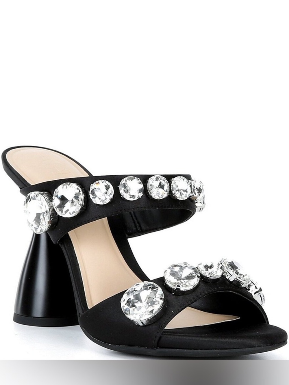 NWT GB Gianni Bini News-Flash Satin Jewel Ornament Dress Slide Sandals Sz 8,5